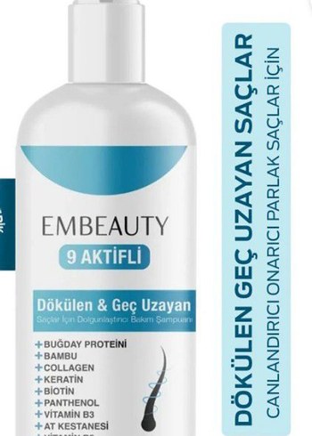Embeauty 9 Aktifli Dökülen ve Geç Uzayan Saç Şampuanı