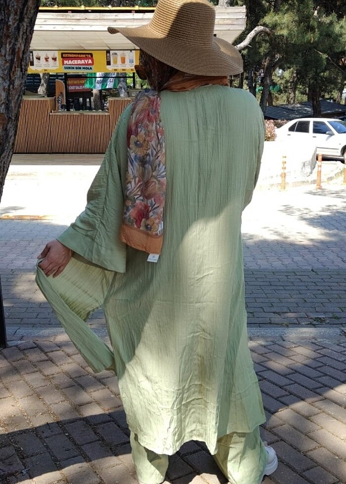 gofre kumas ikili efsane yeşil takim yazın rengi - Görsel 2