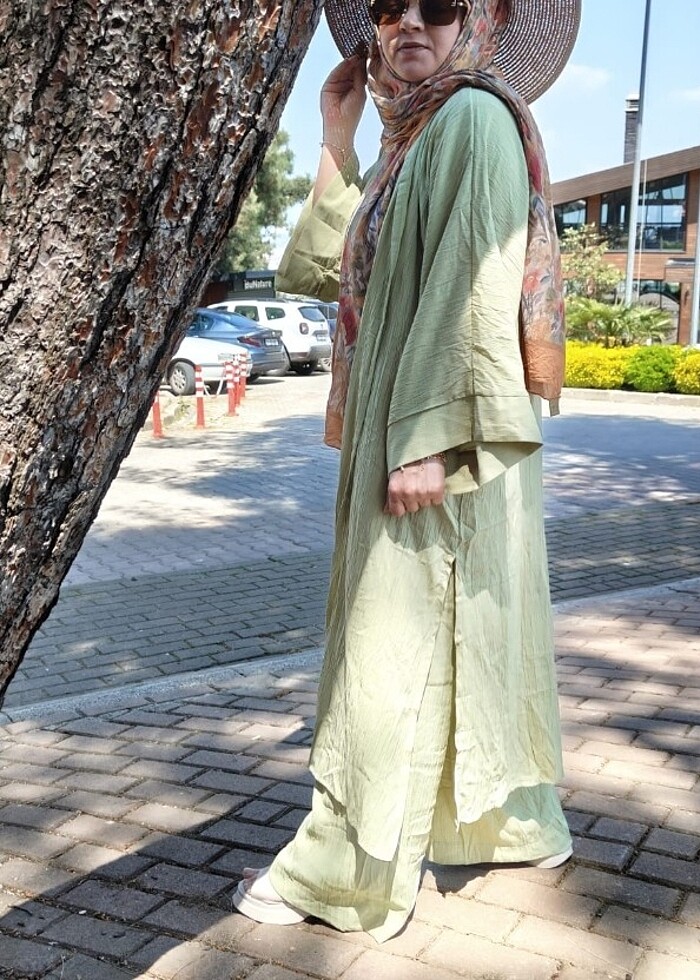 gofre kumas ikili efsane yeşil takim yazın rengi - Görsel 4