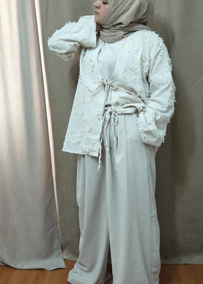 Bunu cok begeniceksiniz beyazın en güzel hali kimono - Görsel 3