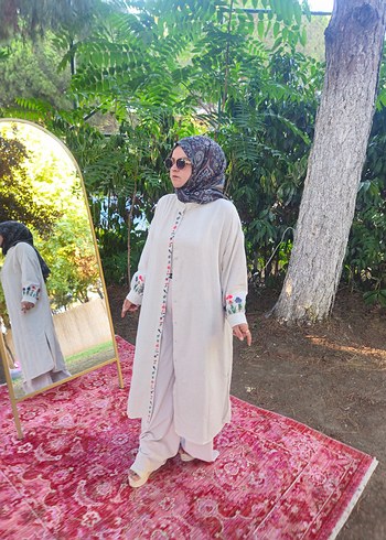 universal Beden beyaz Renk etnik desenli kimono uzun gomlek