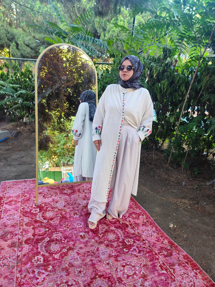 etnik desenli kimono  uzun gomlek - Görsel 2