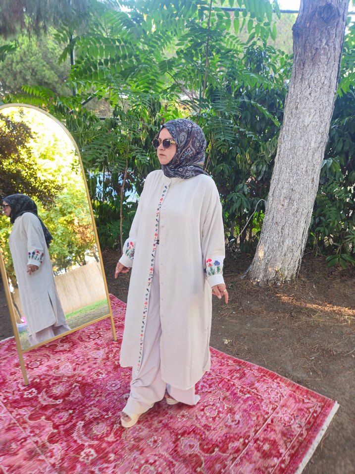 etnik desenli kimono  uzun gomlek - Görsel 4