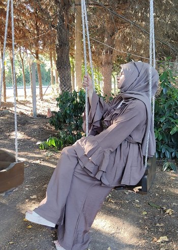 Drapeli Bol Kesim Kadın Takım Kahverengi - Görsel 4