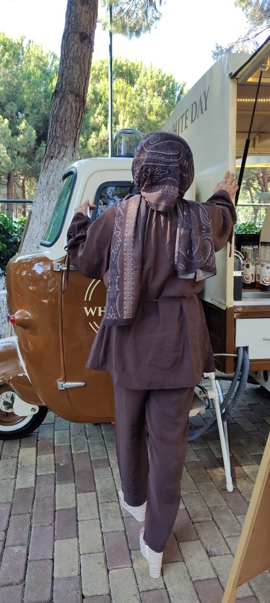 yaza veda indirimi Brit düğmeli tensel ikili takim - Görsel 5