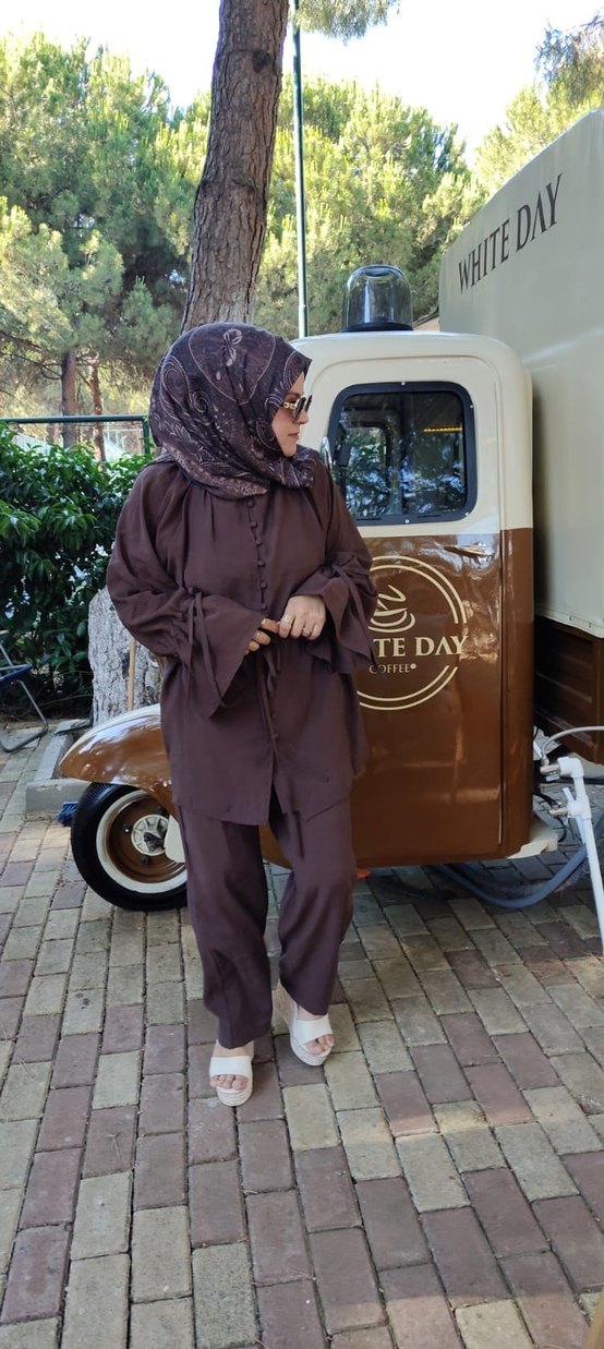 yaza veda indirimi Brit düğmeli tensel ikili takim - Görsel 2