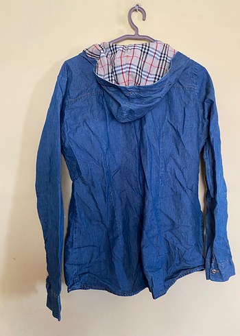 Düğmeli Mavi Kadın Denim Gömlek - Görsel 6