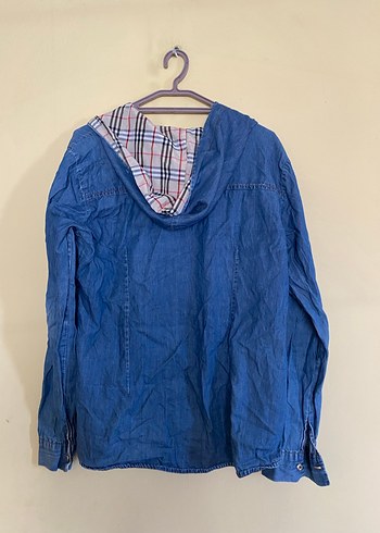 Düğmeli Mavi Kadın Denim Gömlek - Görsel 3