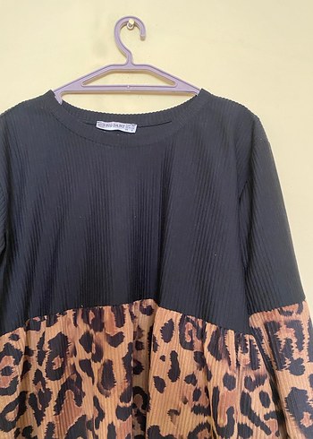 Leopar Desenli Uzun Kollu Kadın Tunik - Görsel 2