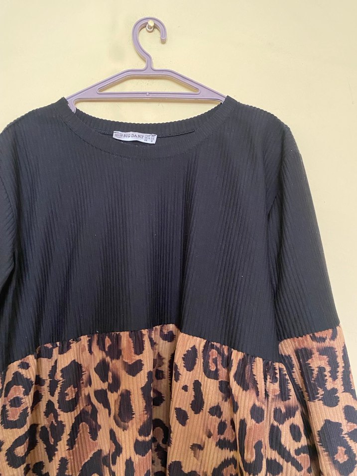 Leopar Desenli Uzun Kollu Kadın Tunik - Görsel 2