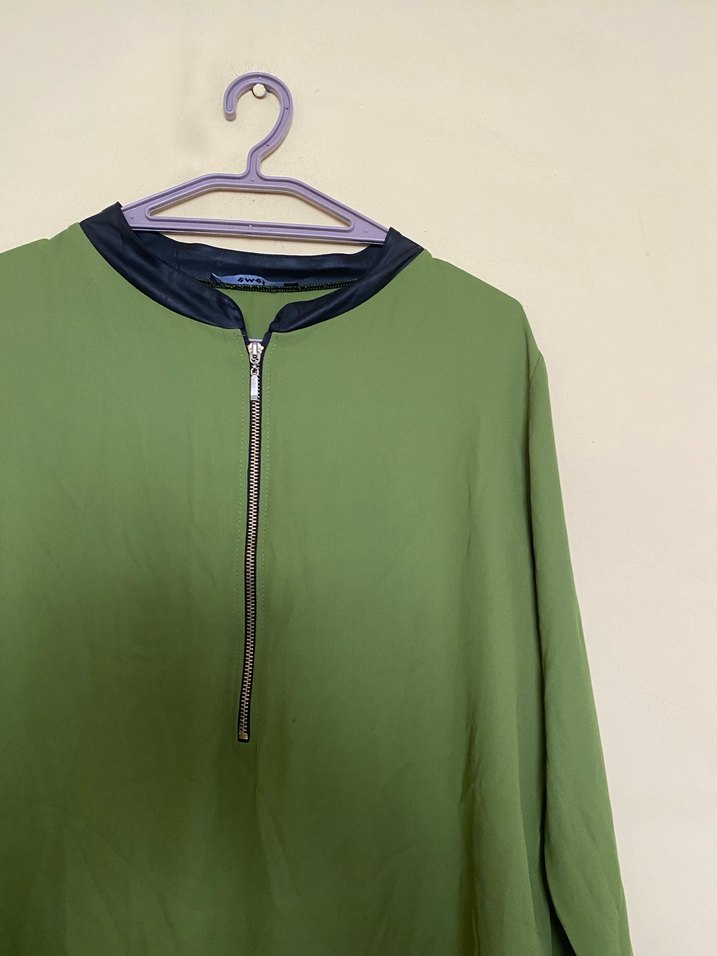 Fermuarlı Kadın Haki Midi Tunik - Görsel 2