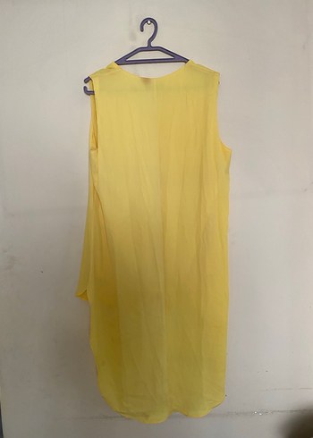 Sarı V Yakalı Midi Kadın Elbise - Görsel 2