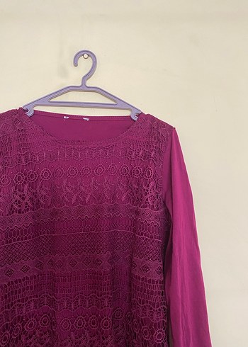 Bordo Dantel Detaylı Bohem Kadın Bluz - Görsel 2