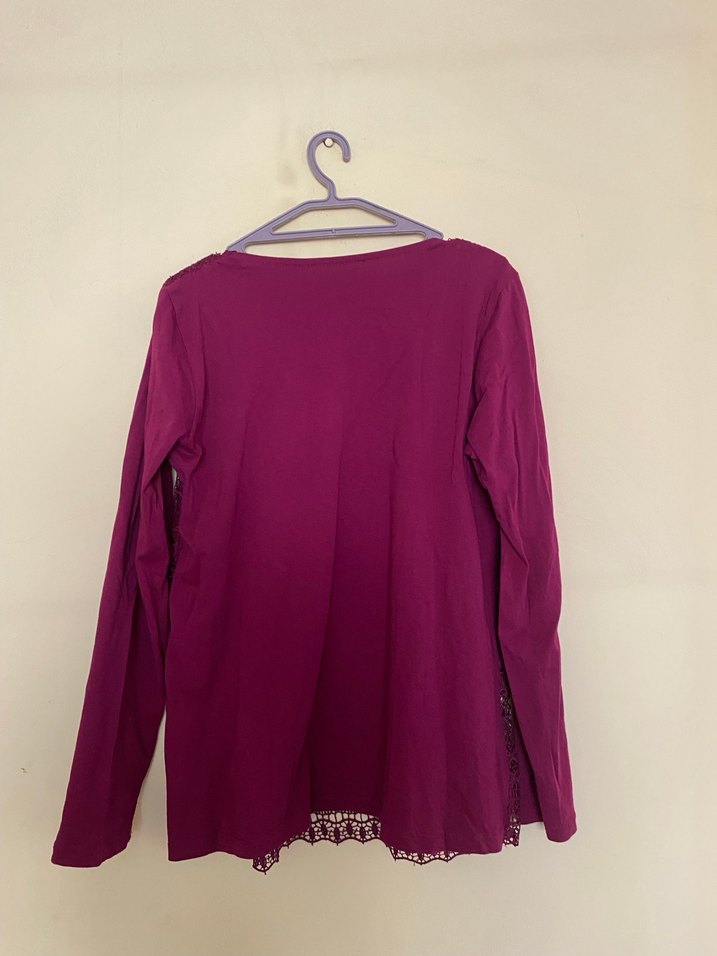 Bordo Dantel Detaylı Bohem Kadın Bluz - Görsel 3