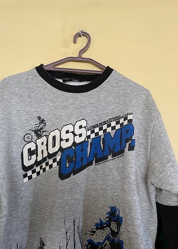 Erkek Çocuk Gri Zincir Detaylı Sweatshirt - Görsel 2