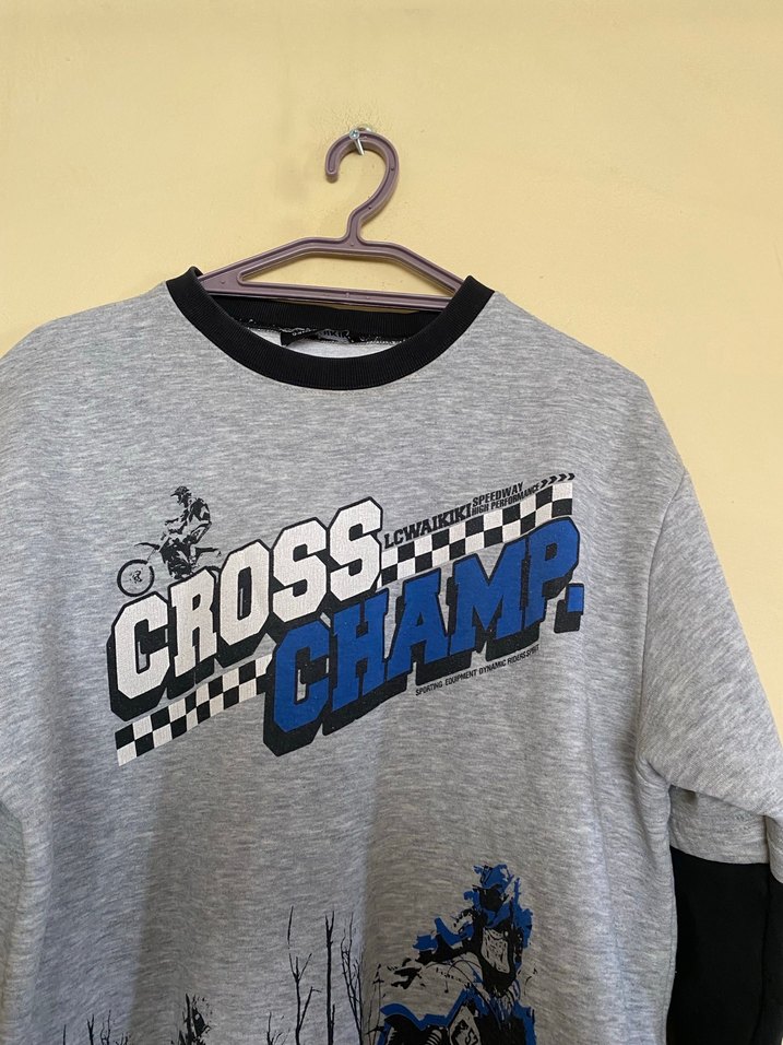 Erkek Çocuk Gri Zincir Detaylı Sweatshirt - Görsel 2