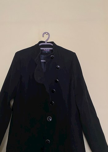 Düğmeli Siyah Uzun Kadın Kaban - Görsel 2