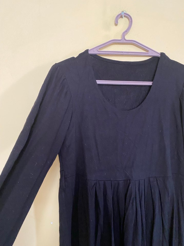 Siyah, Pilili, Uzun Kollu Hamile Bluzu - Görsel 2