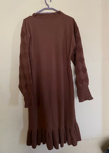 Kahverengi Bohem Uzun Keten Elbise - Görsel 3