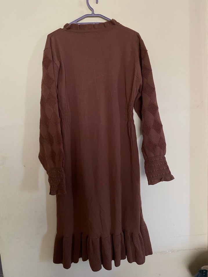 Kahverengi Bohem Uzun Keten Elbise - Görsel 3