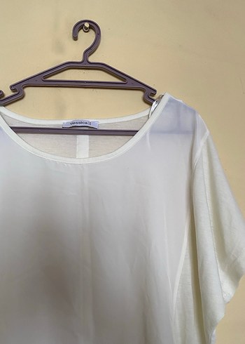 Kadın Beyaz Kısa Kollu Keten Bluz - Görsel 2