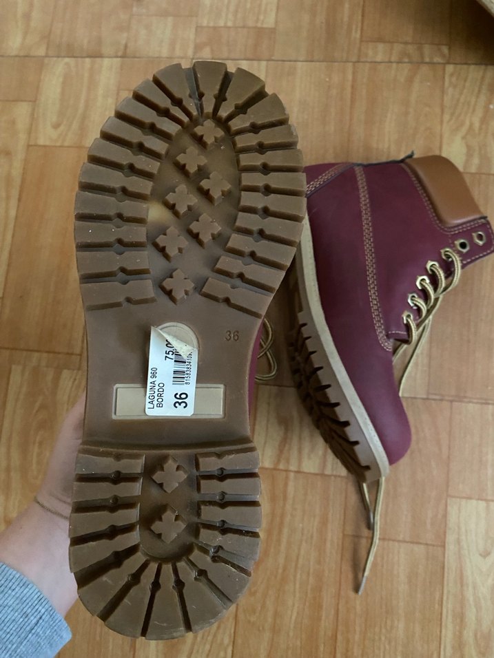 Bordo Deri Bağcıklı Topuklu Kadın Bot - Görsel 3