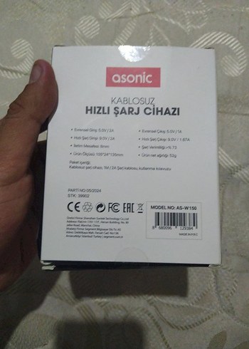 Asonic 15W Kablosuz Hızlı Şarj Cihazı Siyah - Görsel 4
