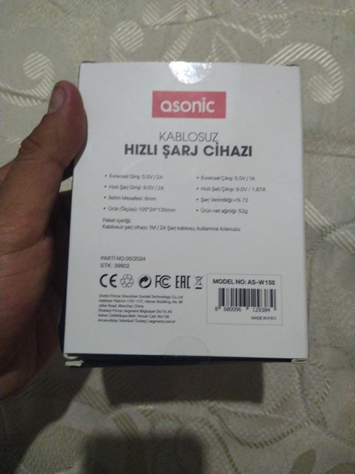 Asonic 15W Kablosuz Hızlı Şarj Cihazı Siyah - Görsel 4