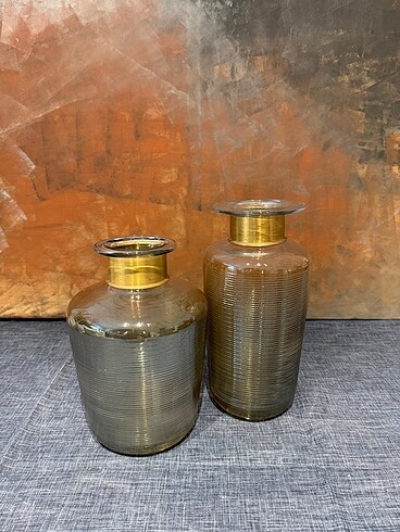 2li bronz cam vazo gold detaylı