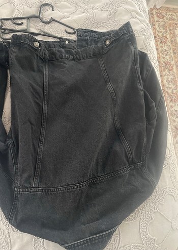 xs Beden Siyah Düğmeli Kadın Denim Ceket