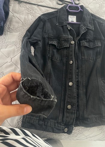 Defacto Siyah Düğmeli Kadın Denim Ceket