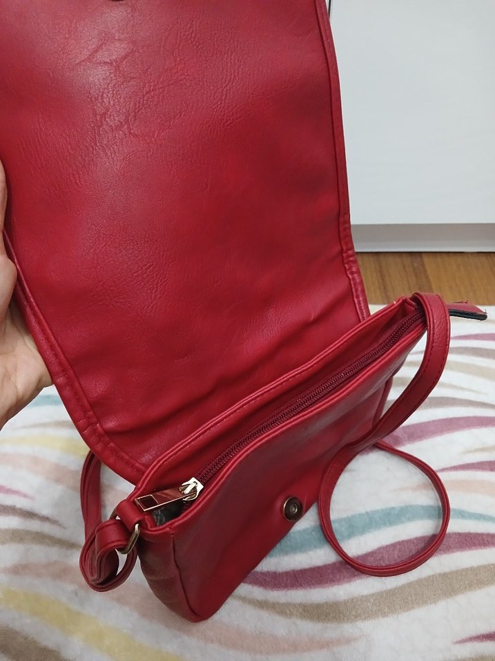Kırmızı Deri Kadın Çanta - Görsel 2