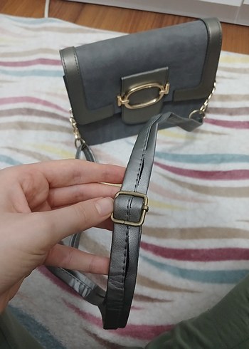 Tokalı Gri Süet Kadın Çanta - Görsel 2