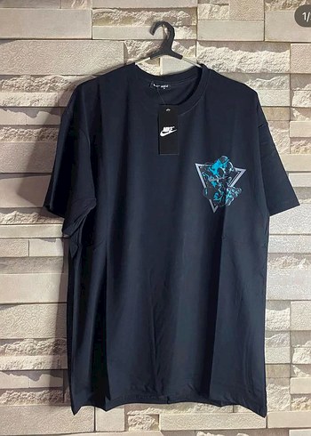 Nike Siyah Baskılı Oversize Tişört