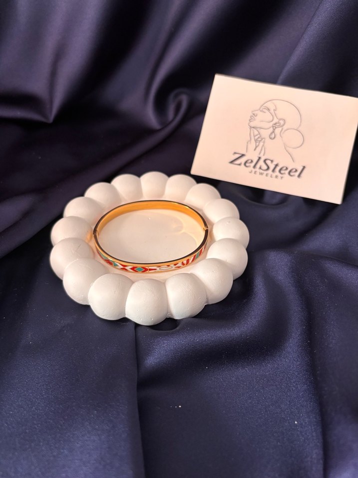 Renkli Desenli Parisian Bohem gold kelepçe - Görsel 3