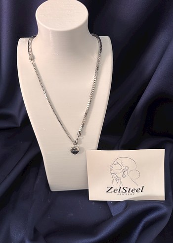 Silver  Modern kalp Klasik Kadın Kolye - Görsel 3