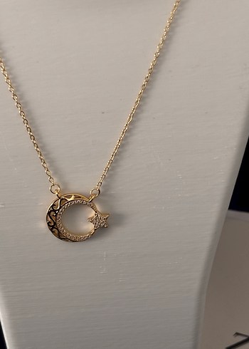 ZelStee Altın Renk Zincir Detaylı ay yıldız  Desenli Kolye - Görsel 3