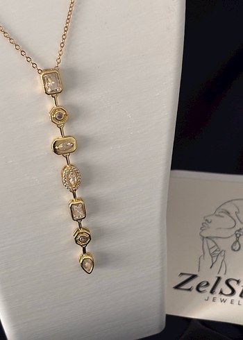 ZelSteel Altın Renk Zincir Detaylı Uzun  y Kolye - Görsel 2