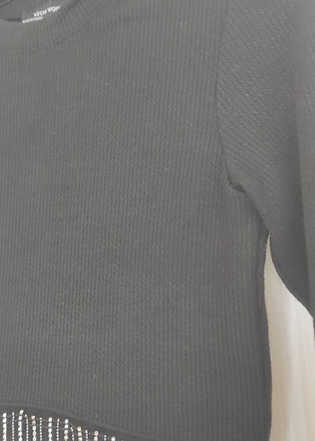 m Beden siyah Renk Zincir Detaylı Siyah Crop Top