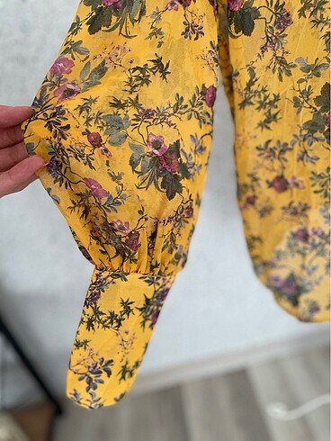 xs Beden altın Renk Mango transparan gömlek