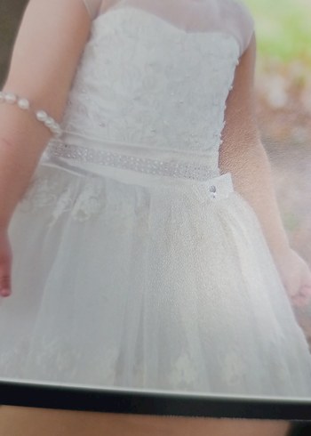 Dantelli İşlemeli Beyaz Kız Çocuk Etek - Görsel 3