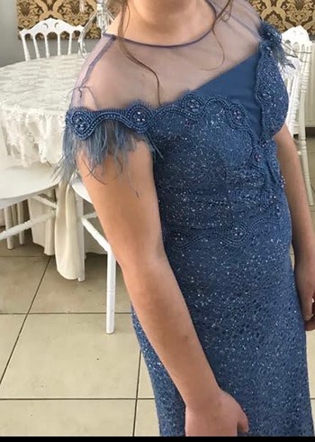 Parlak Mavi Uzun Abiye Elbise - Görsel 2