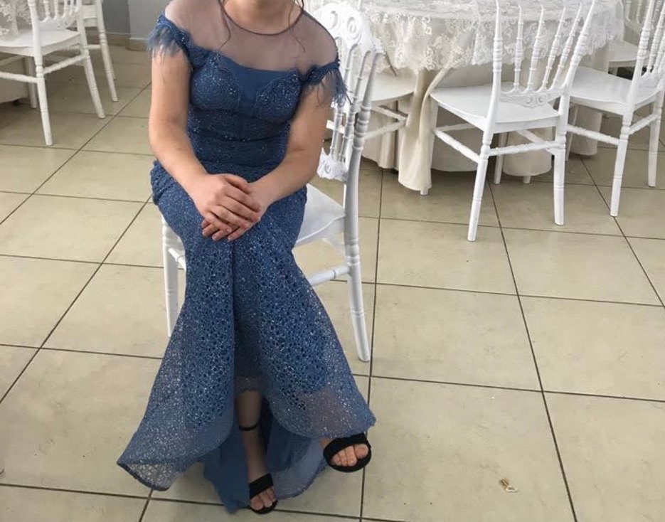 Parlak Mavi Uzun Abiye Elbise - Görsel 3