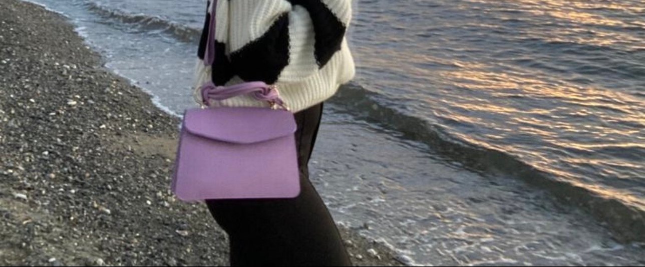 Mor Tokalı Kadın El Çantası - Görsel 2