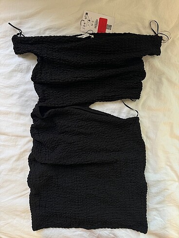 m Beden bershka mini straplez drapeli elbise