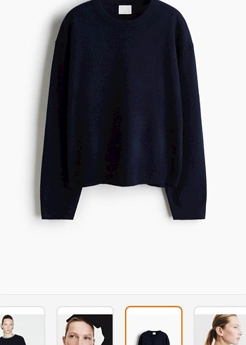 H&M Lacivert Bisiklet Yaka Yun Kazak