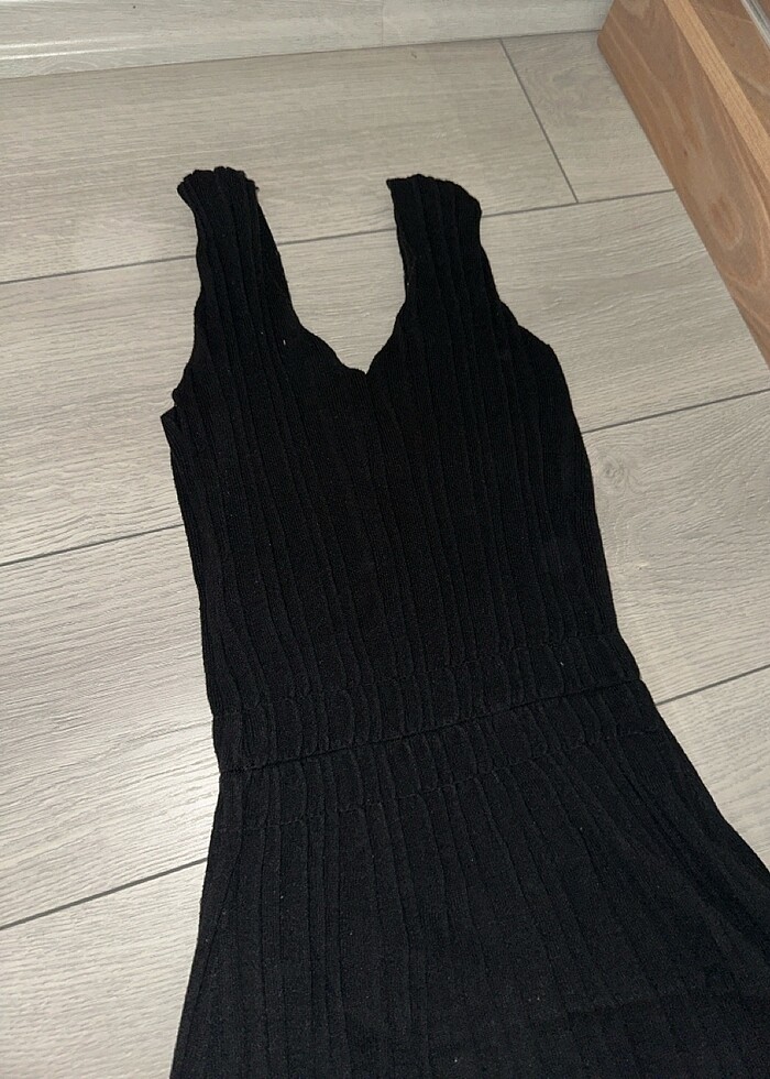 Siyah triko elbise - Görsel 3
