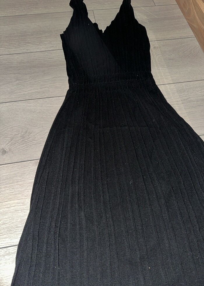 Siyah triko elbise - Görsel 2