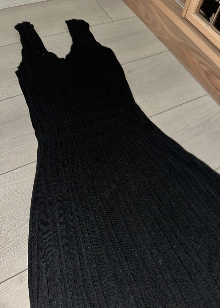 Siyah triko elbise - Görsel 4