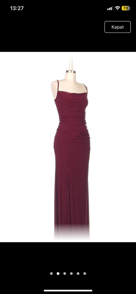 Bordo Drapeli Uzun Abiye Elbise - Görsel 2